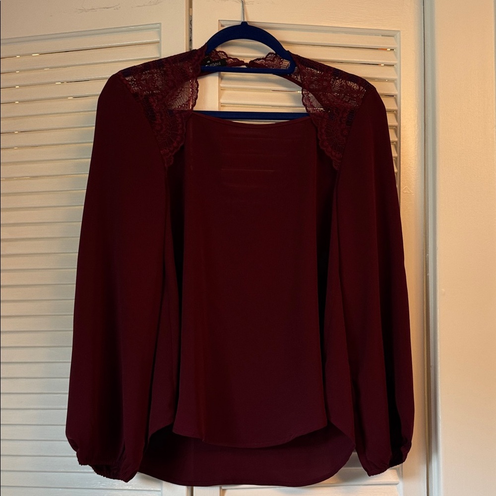 Elegant Burgundy Lace Blouse